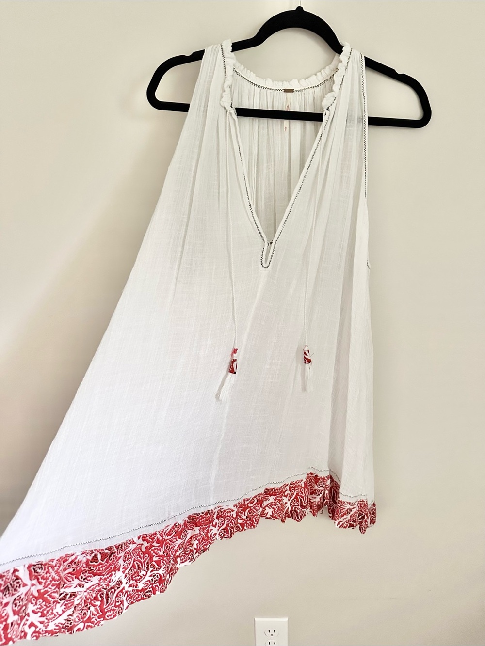 Free People White Gauze Boho Tunic Dress Medium Festival Beach ResortWear - Picture 4 of 10